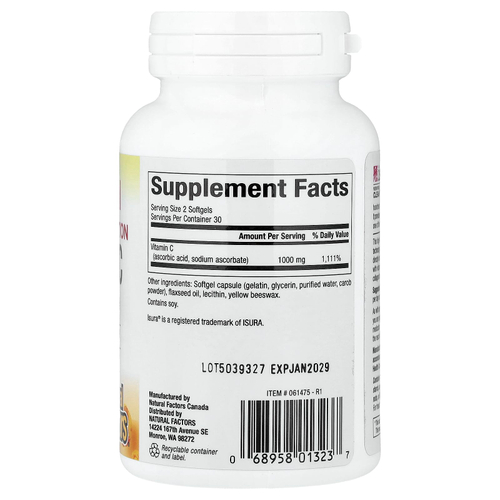 Natural Factors, липосомальный витамин C, 60 капсул (500 мг в 1 капсуле)