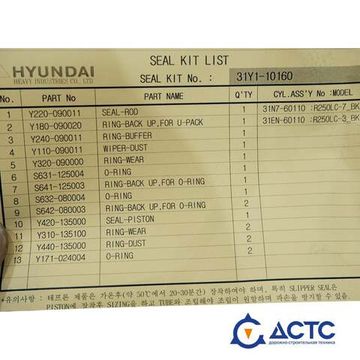 Ремкомплект гидроцилиндра подъёма ковша HYUNDAI R250LC-7