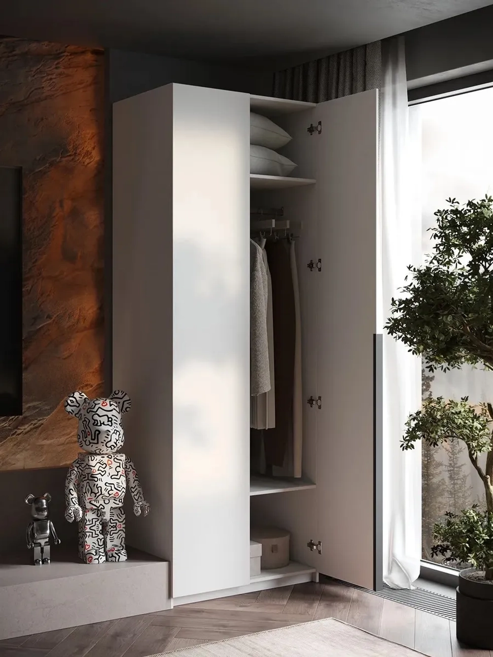 Шкаф Распашной Белый 81х220x52,5 SOHO