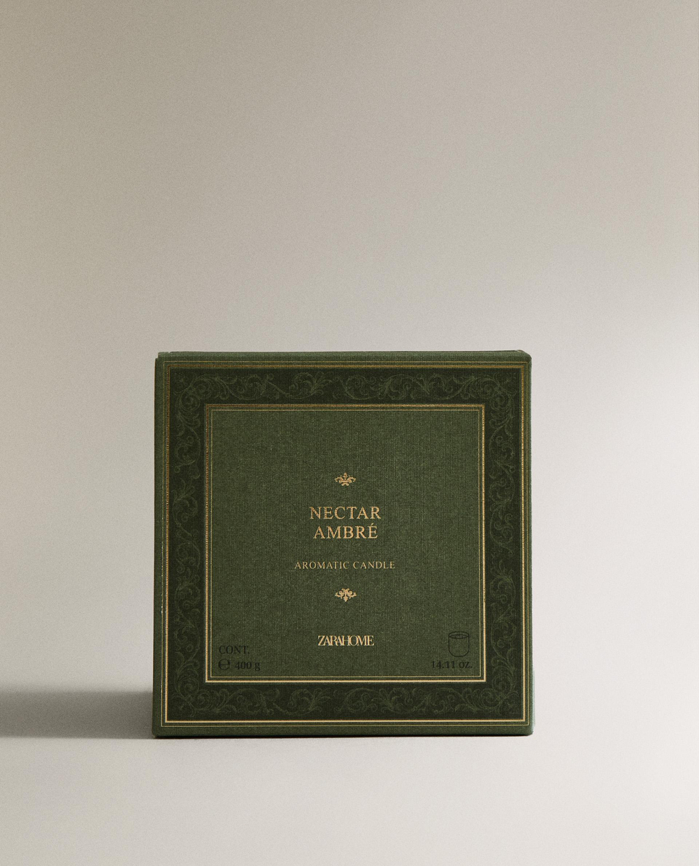 Zara Home Свеча ароматическая Nectar Ambr 400 г, растительный воск, аромат восточный древесный, Коричневый