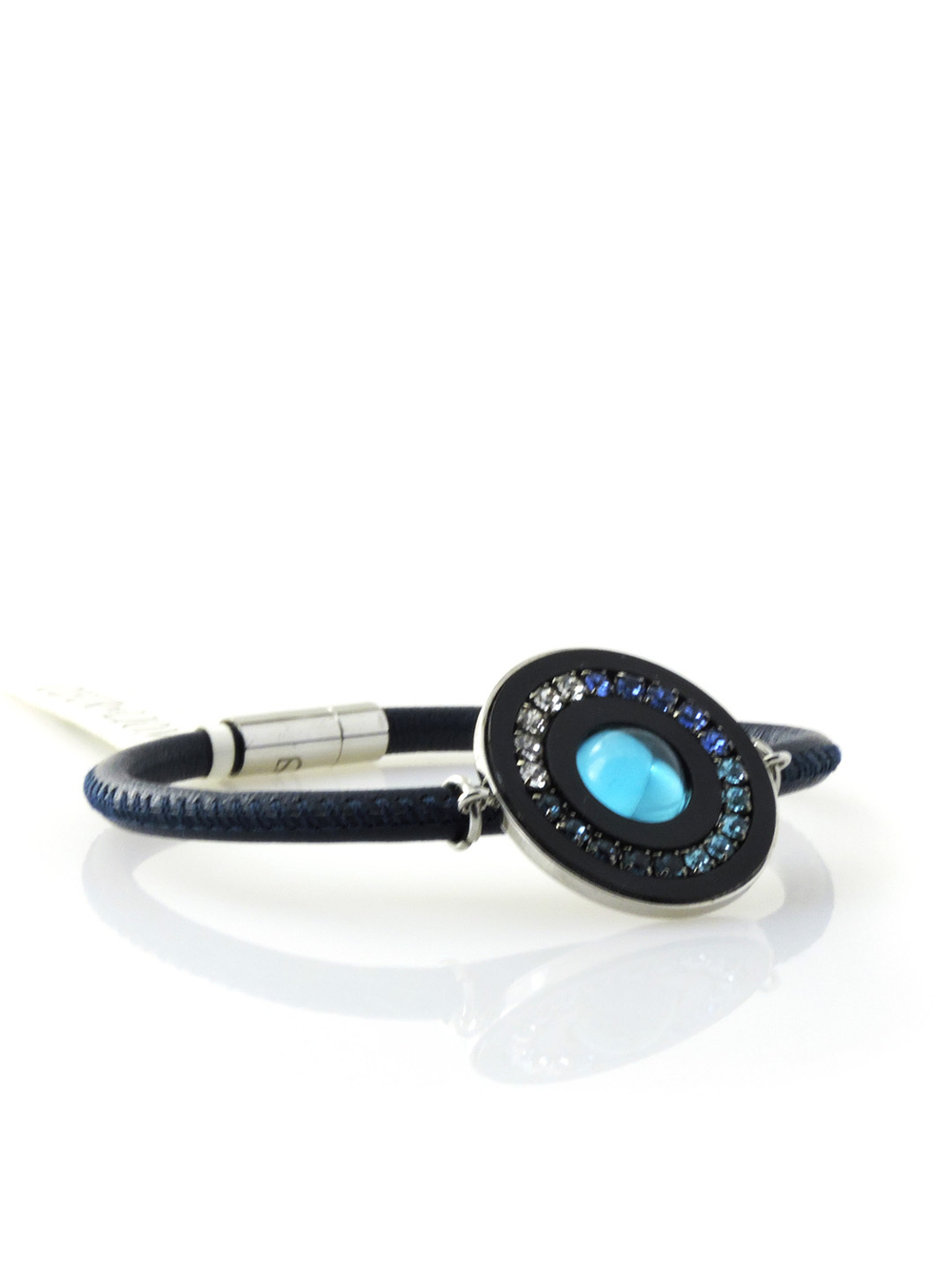 4697 Coeur de Lion темно-синий браслет из кожи с кулоном из кристаллов Сваровски - Parfum.cash