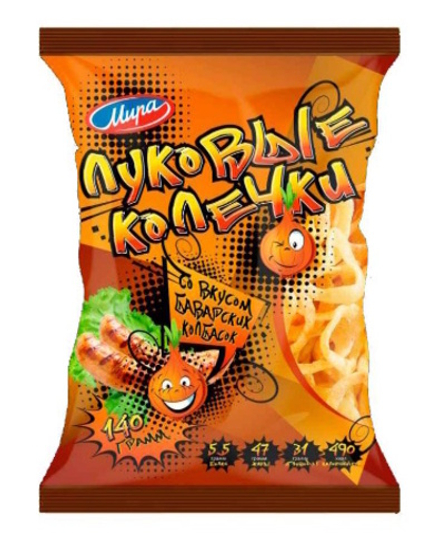 Луковые колечки 140г. Баварские колбаски Машпищепрод