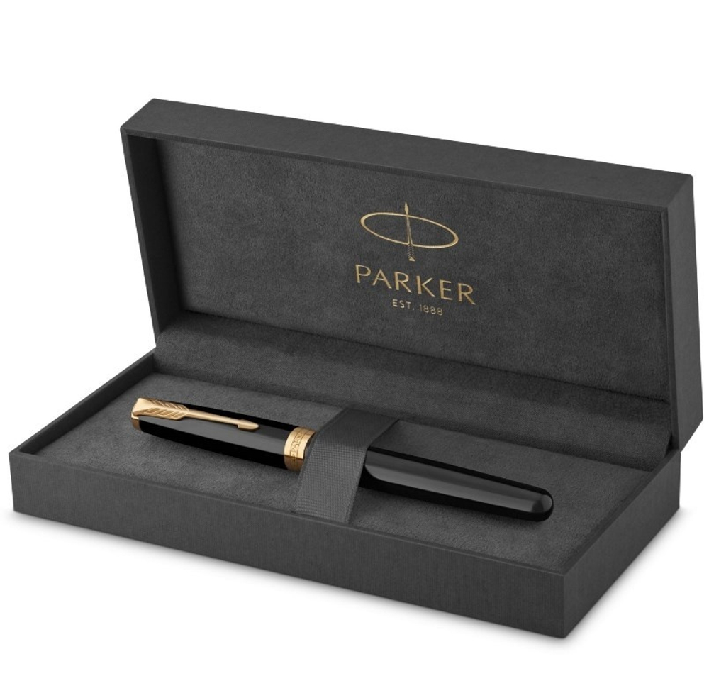 Перьевая ручка Parker Sonnet Black Lacquer GT 1931494, перо: F или М , цвет чернил: black, в подарочной упаковке
