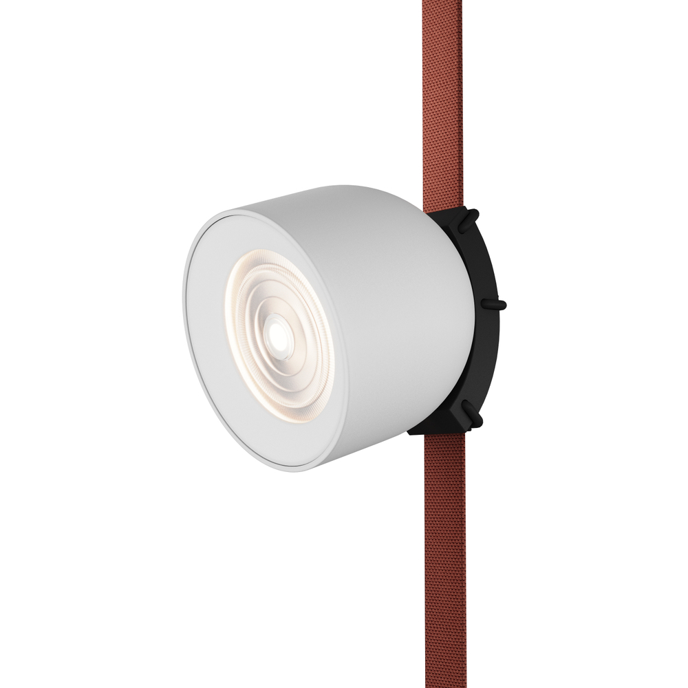 DK5540-WH+BK Поворотный светильник для трека-ремня Belty, серия Spot, со светодиодом, D100*H107мм, 48V DC, 12W, RA90, 38°, 4000K, IP20, белый с черным, алюминий