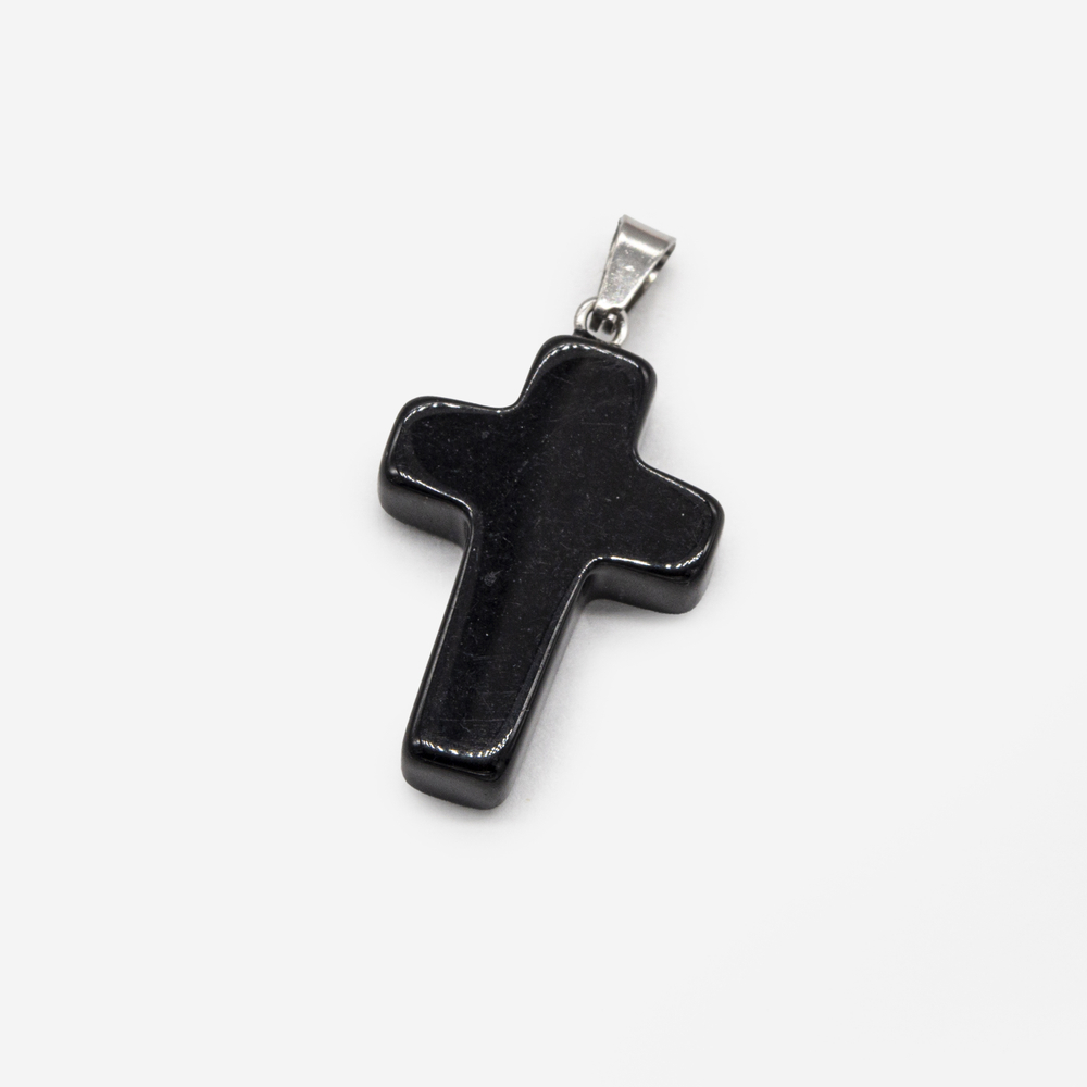 Подвеска-крестик с бейлом из керамики , 25*18мм