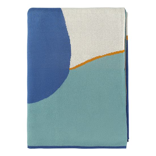 Плед из хлопка с авторским принтом синего цвета из коллекции freak fruit, 130х180 см