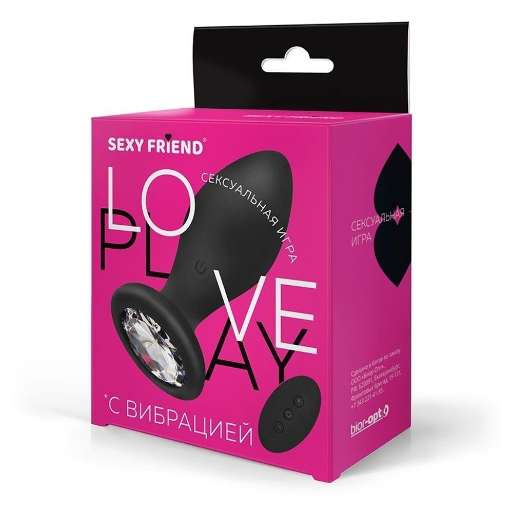 Вибровтулка Sexy Friend с кристаллом и пультом ДУ, 8,5 см