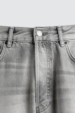 ZARA ДЖИНСЫ СВОБОДНОГО КРОЯ С БРЫЗГАМИ, СЕРЫЙ