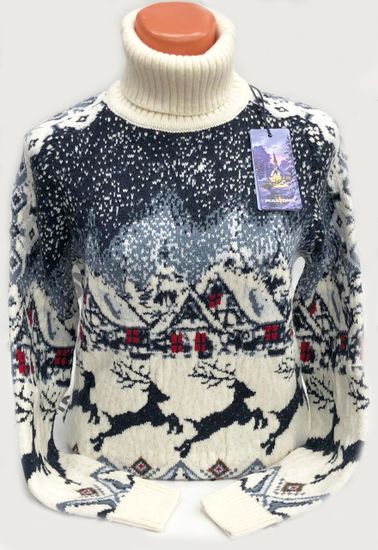 Pulltonic женский из шерсти и кашемира "Новогодние олени" Размеры (42-50). LADY