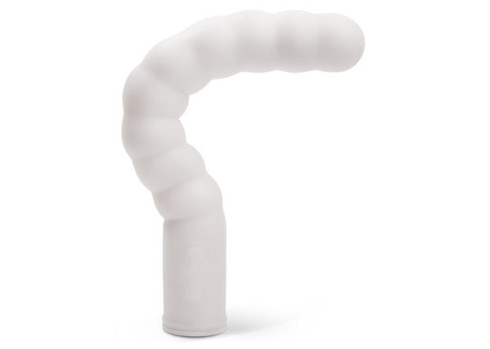 Белый гибкий самонагревающийся вибратор Zig Zag, 32 см