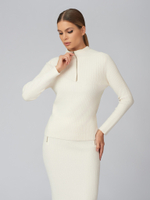 Женская трикотажная юбка молочного цвета