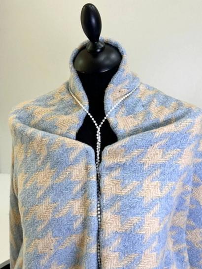 Костюмная принт гусинная лапка, голубой, RH1059