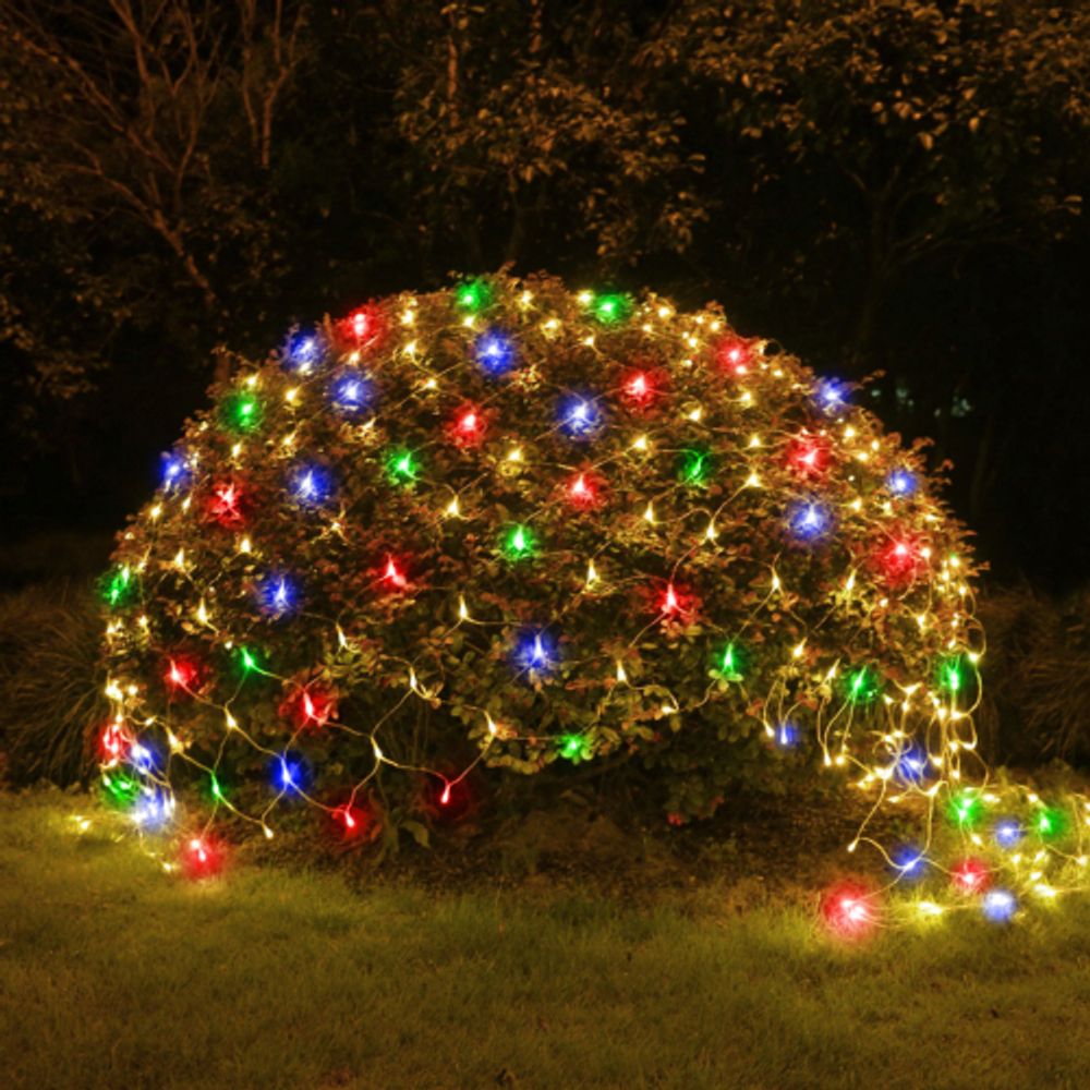 Садовая гирлянда ЭРА ERAUF024-16 Сеть 150 LED на солнечной батарее мультиколор 2мХ1,35м | Садовые декоративные светильники