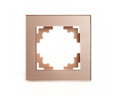 Рамка 1-местная, СТЕКЛО ГЛЯНЕЦ, серия Катрин, GFR00-7001-02, шампань, STEKKER 39527