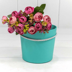 Коробка Ваза для цветов 15х13 см с ручкой (Бирюзовый)