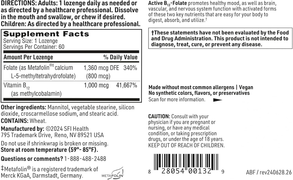 Klaire Labs - Active B12-Folate - 60 tablets