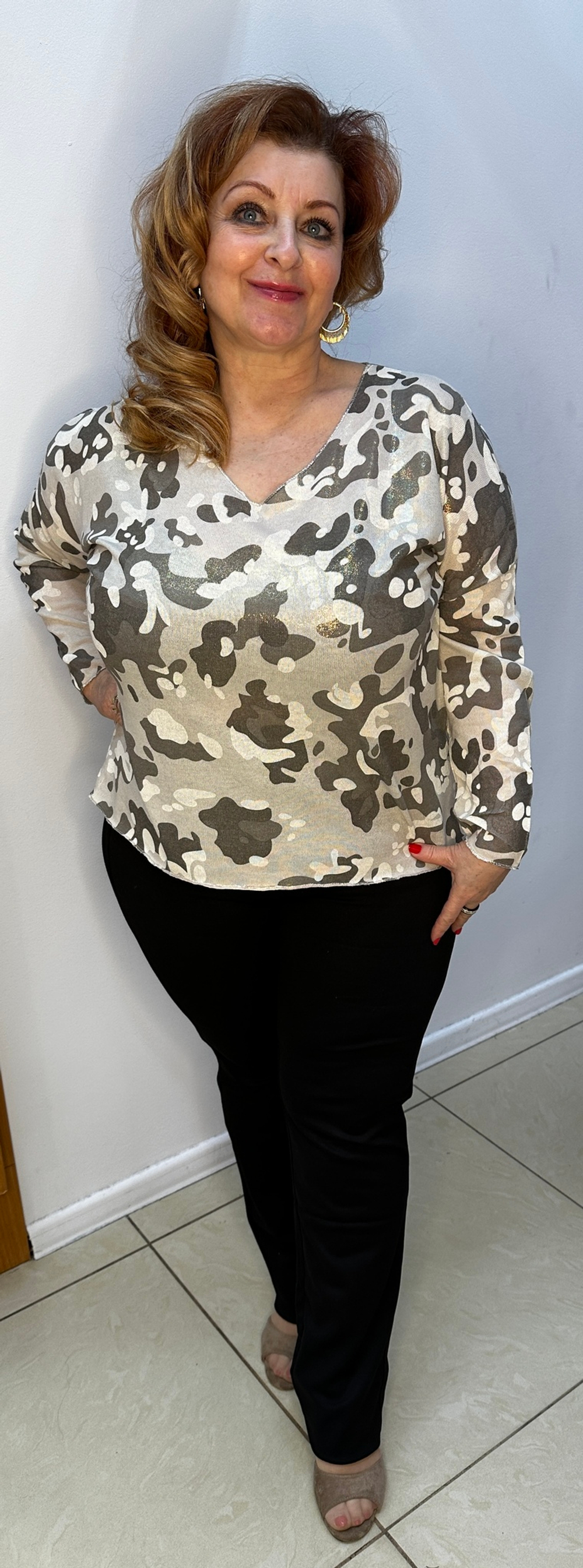 Итальянский блузон с блестящим накатом