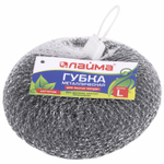 Губка (мочалка) металлическая сетчатая 60 г БОЛЬШАЯ для посуды гриля плиты LAIMA (12 штук в упаковке)