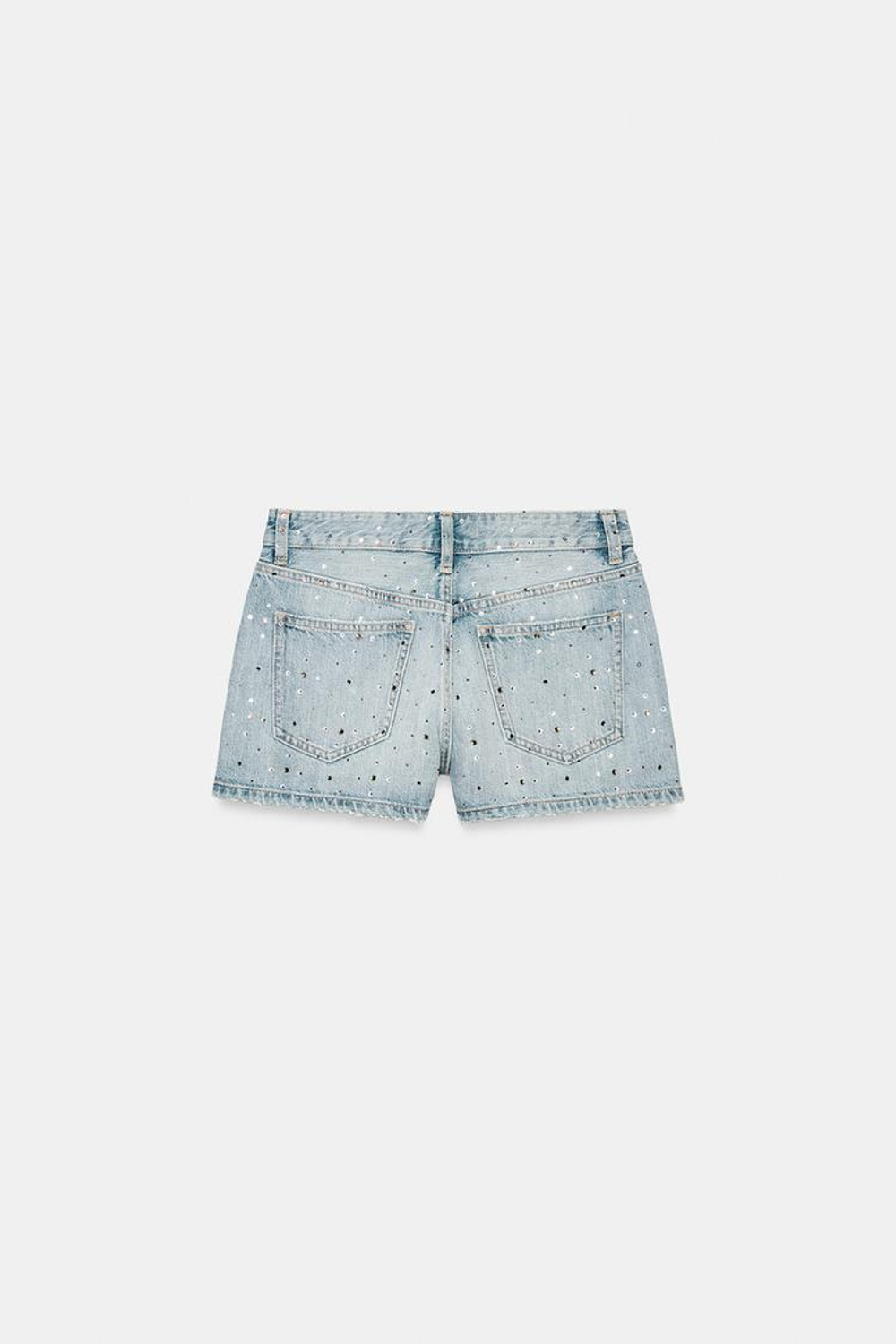 ZARA ДЖИНСОВЫЕ ШОРТЫ TRF СО СРЕДНЕЙ ПОСАДКОЙ И ДЕКОРОМ, ГОЛУБОЙ