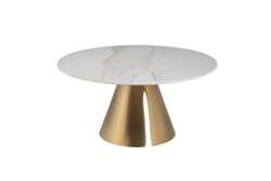 Стол журнальный круглый d80x40см белый с керамогранитной столешницей