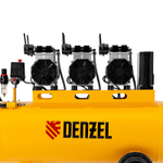 Компрессор безмасляный, малошумный DLS 3300/100, 3300 Вт,3x1100, 100 л, 570 л/мин ,блок управления Denzel