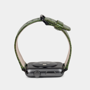 Ремешок для Apple Watch 44/45/46 mm из кожи аллигатора, цвета зеленый лак