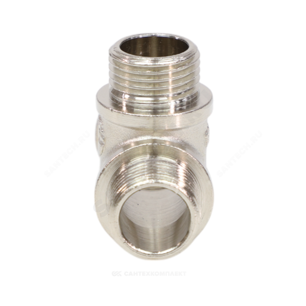 Тройник латунь никель переходной Ду 20х15х20 (3/4"х1/2"х3/4") ВР/НР/НР VALFEX VF.133.N.034.012.034