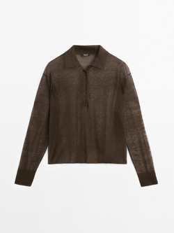 Massimo Dutti Свитер тонкой вязки, коричневый