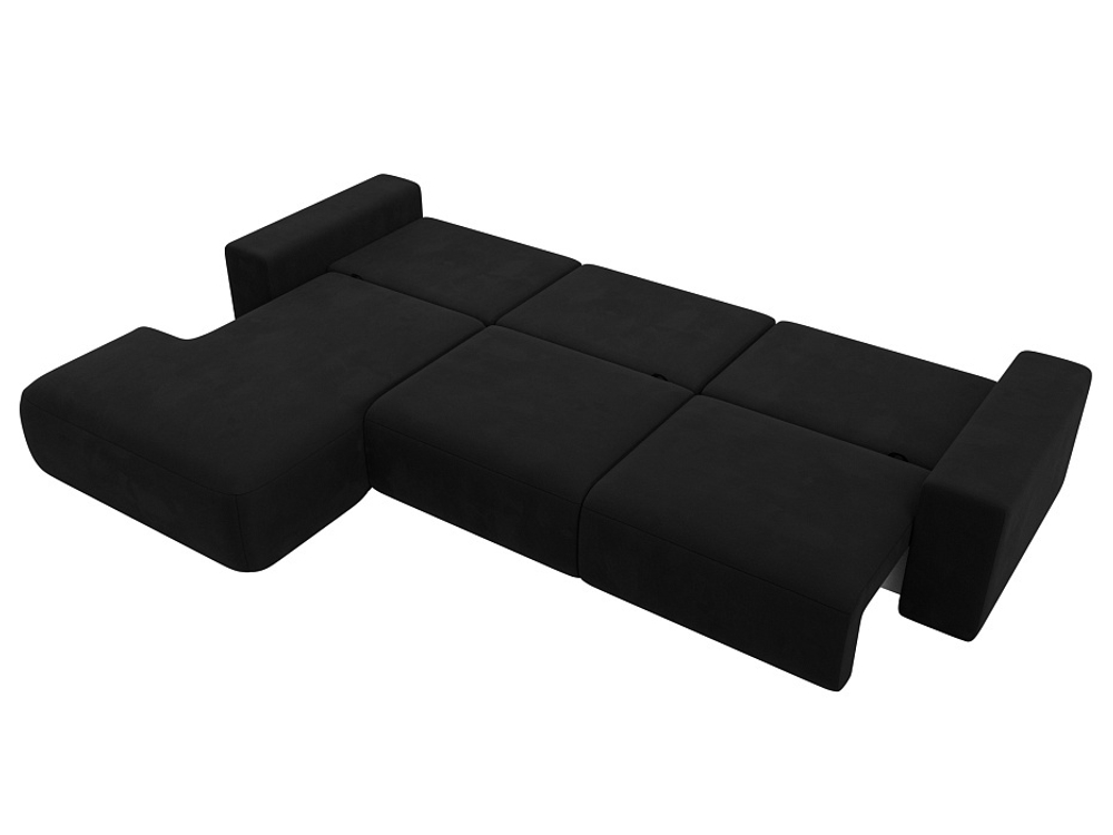 Диван угловой Лига-036 НПБ Классик Лонг левый угол МИКРОВЕЛЬВЕТ Черный