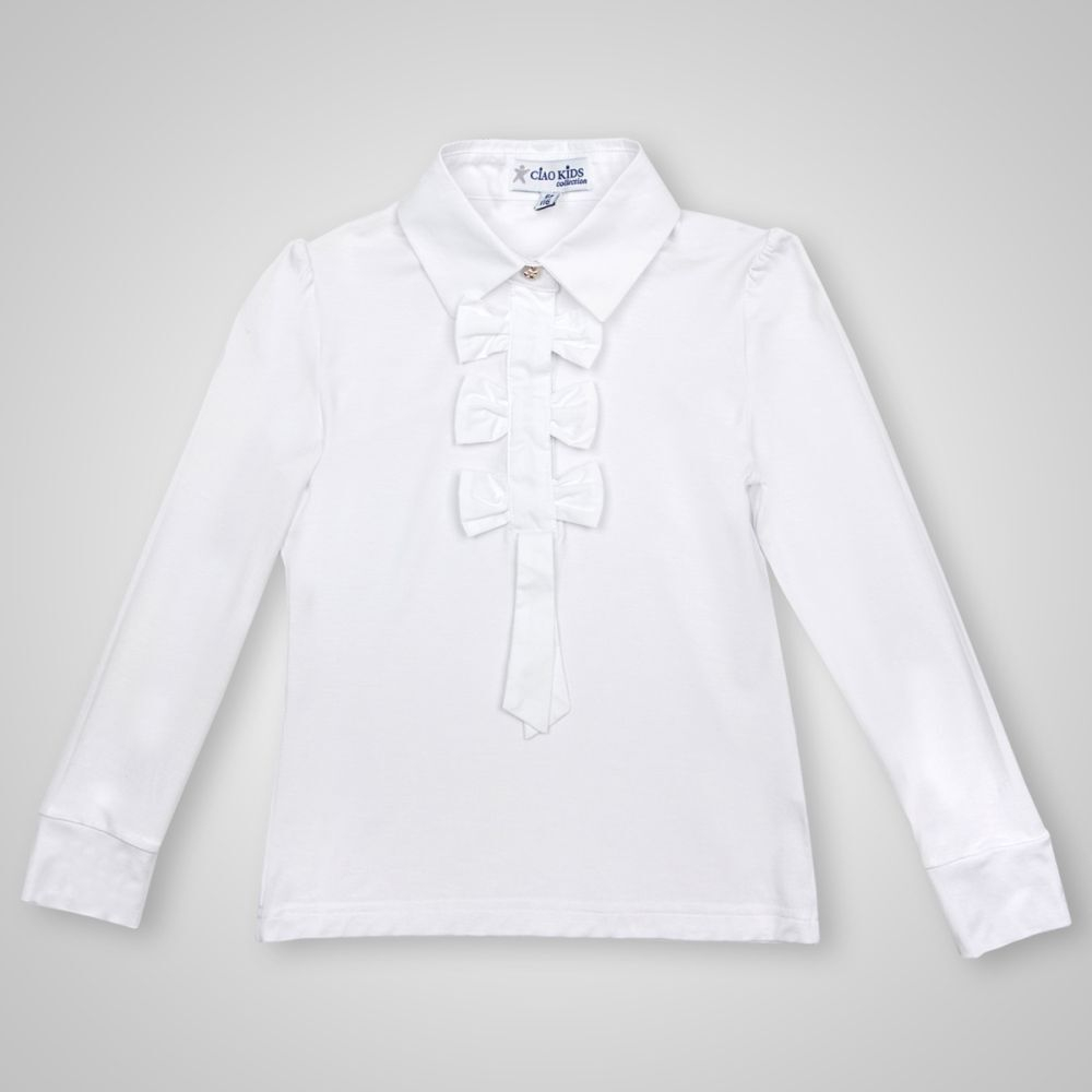 Блуза трикотажная CIAO KIDS Белый/Планка с бантами Девочка