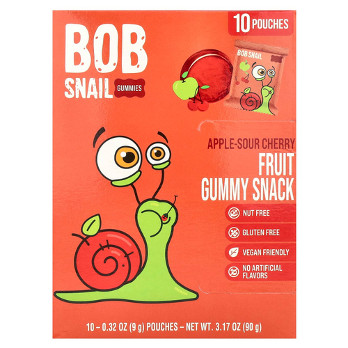Bob Snail, фруктовое желе, яблоко и вишня, 10 шт., 90 г