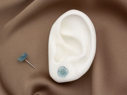 Серьги-гвоздики "Розочки" 8мм (Аквамарин)