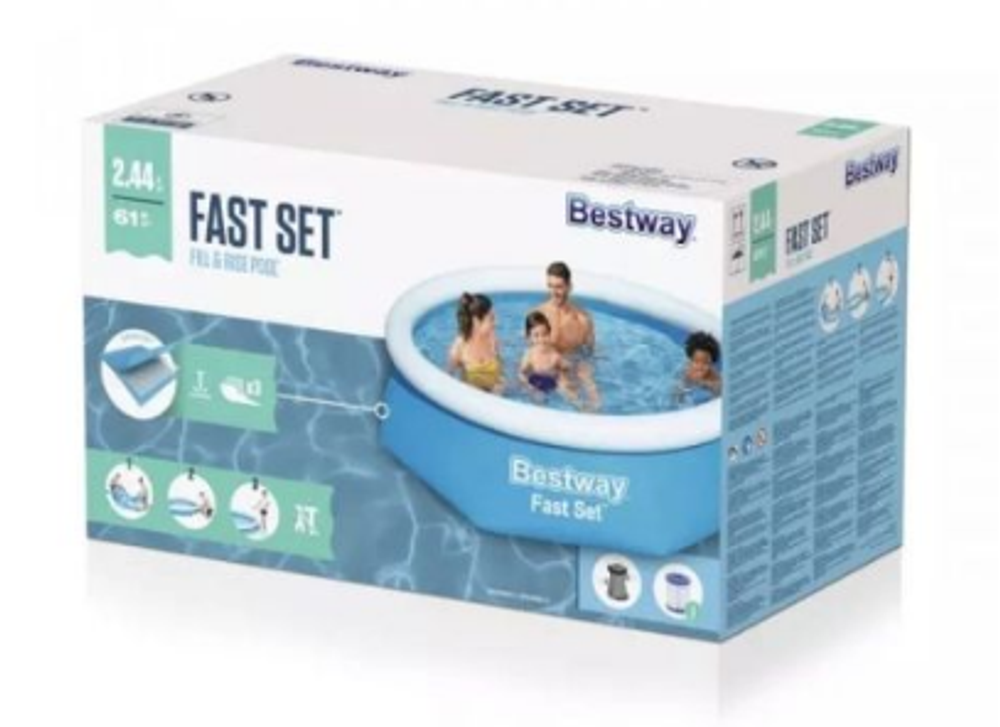 Надувной бассейн Fast Set, 244 х 61 см, BESTWAY С фильтром