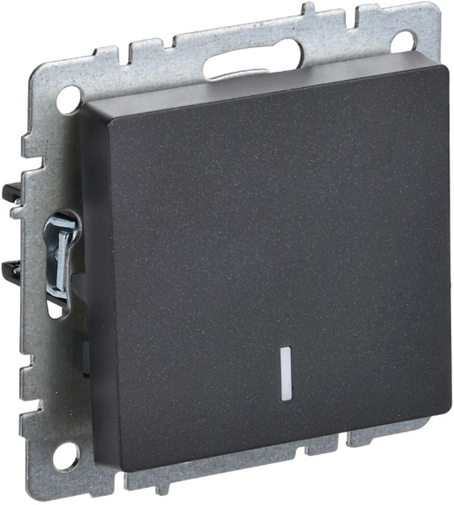 Выключатель 1-кл СП Brite 10А черный с подсветкой