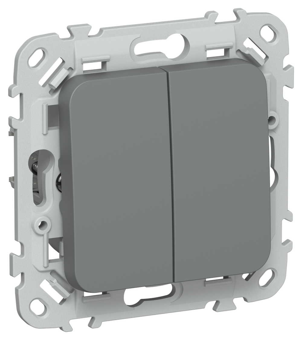 FLITE Выключатель 2-клавишный проходной 10А ВС62-1-0-ФлМА мокрый асфальт IEK