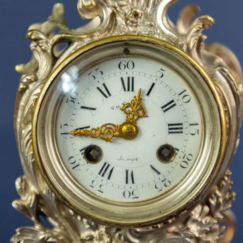 Антикварный каминный часовой гарнитур