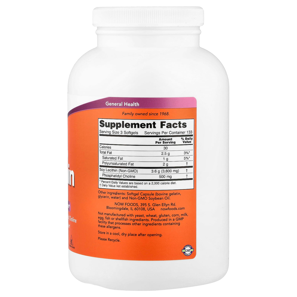 NOW Foods, лецитин без ГМО, 400 капсул
