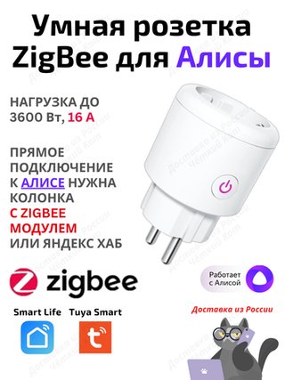 Умная розетка ZigBee 16А с Алисой
