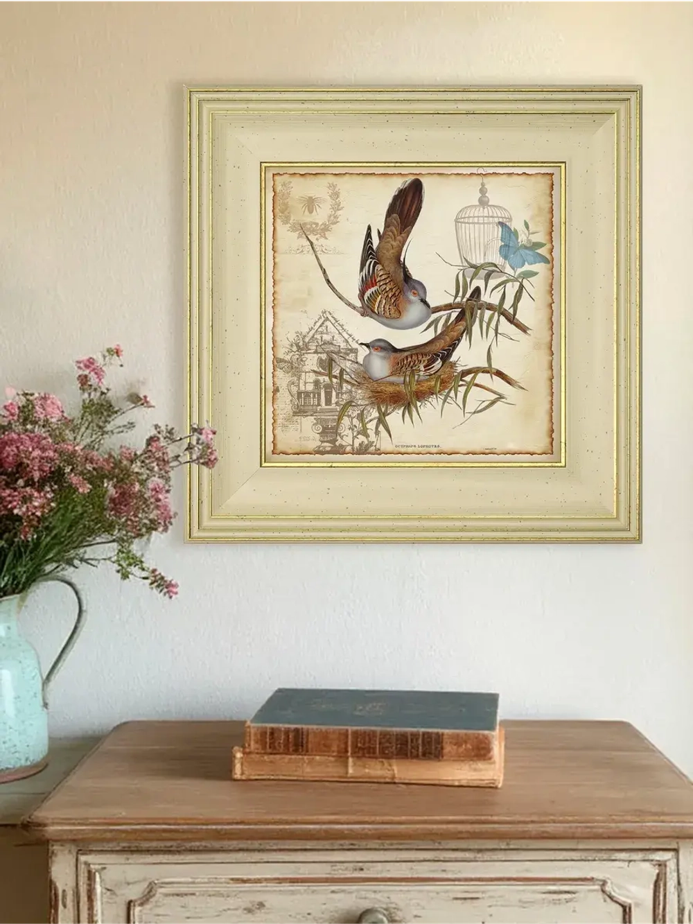 Картина интерьерная на холсте в раме "Птички" 30*30 см