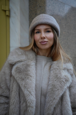 Шуба экомех «Бежевый перламутр»