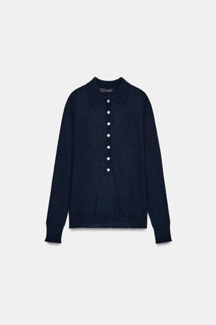 ZARA ДЖЕМПЕР С ВОРОТНИКОМ ПОЛО, МОРСКОЙ СИНИЙ