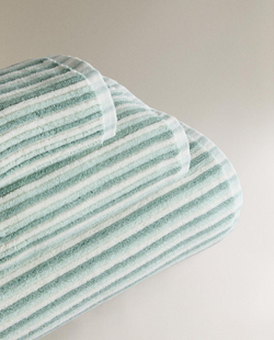 Zara Home - Цветное полосатое текстурное полотенце для ванной комнаты, зеленый, 50х90 см