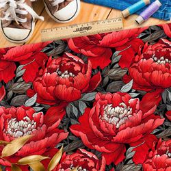 Ткань премиум сатин яркая цветочная фантазия