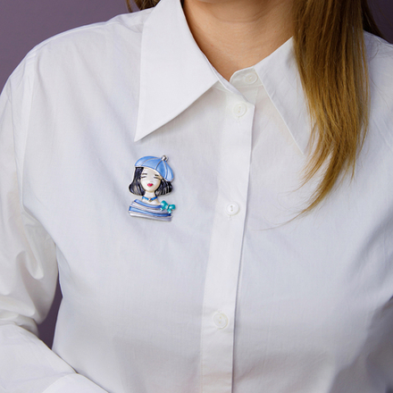 Брошь Shadore Девочка в берете XZ1479.21 BL/S