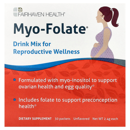 Fairhaven Health, мио-фолат, смесь для приготовления напитка для здоровья репродуктивной системы, без ароматизаторов, 30 пакетиков по 2,4 г