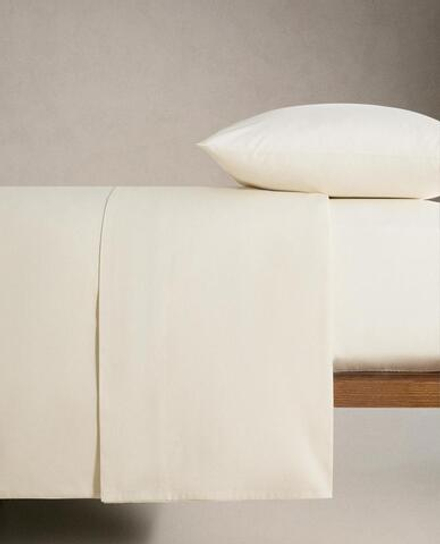 ZARA HOME (200 НИТЕЙ) НАТЯЖНАЯ ПРОСТЫНЯ ИЗ ХЛОПКА ПЕРКАЛЬ, ВАНИЛЬНЫЙ