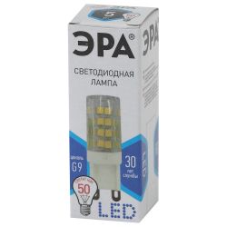 Лампочка светодиодная ЭРА STD LED JCD-5W-CER-840-G9 G9 5Вт керамика капсула нейтральный белый свет | Лампы cветодиодные Капсульные (G4, G9)