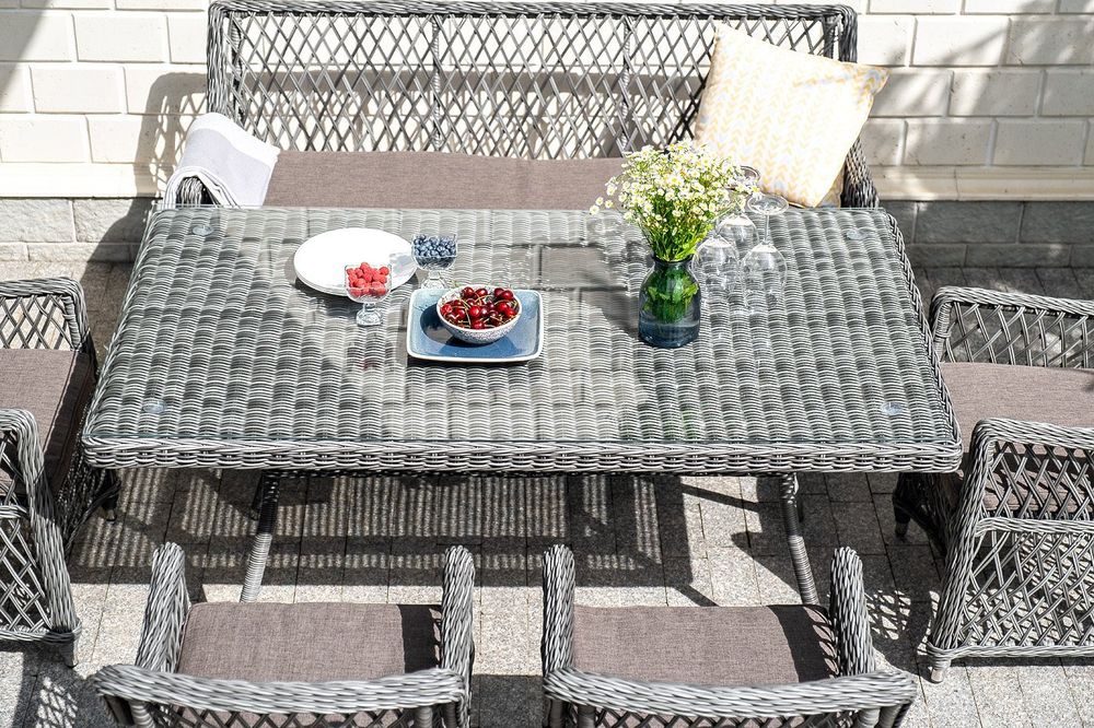 Латте, диван коричневый/соломенный/бежевый/графит, искусственный ротанг