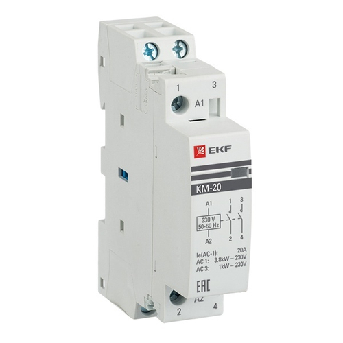 Контактор модульный КМ 20А 2NO 230В AC 1 модуль EKF km-1-20-20
