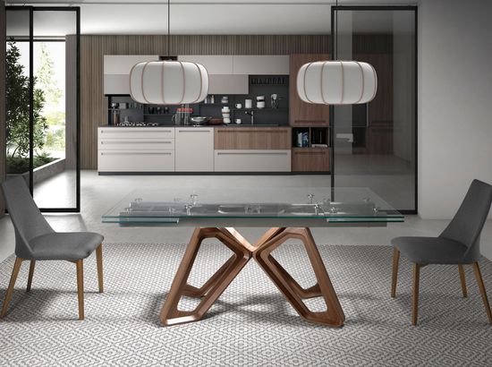 Раздвижной обеденный стол 1122/MC22078DT из закаленного стекла 160/200/240 х 90